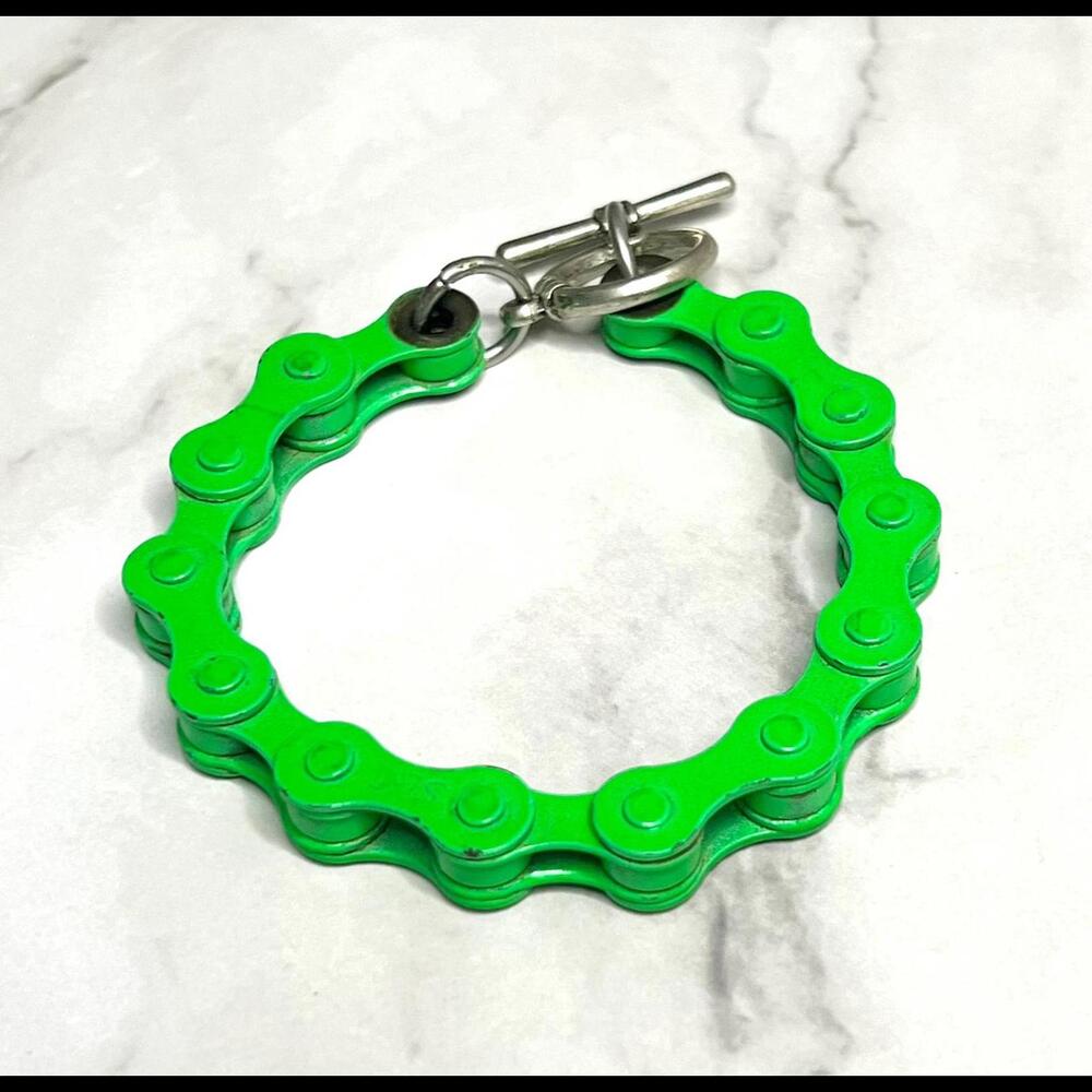 Handmade Bicycle Chain Bracelet Green